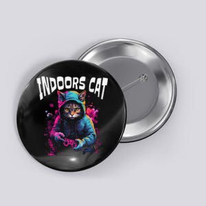 Indoors Cat Gamer Hoodie Button