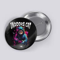 Indoors Cat Gamer Hoodie Button