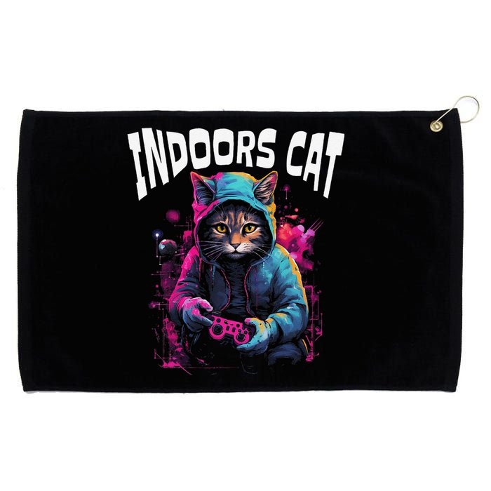 Indoors Cat Gamer Hoodie Grommeted Golf Towel