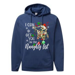 I Can Get You On The Naughty List Funny Santa Skeleton Xmas Gift Performance Fleece Hoodie