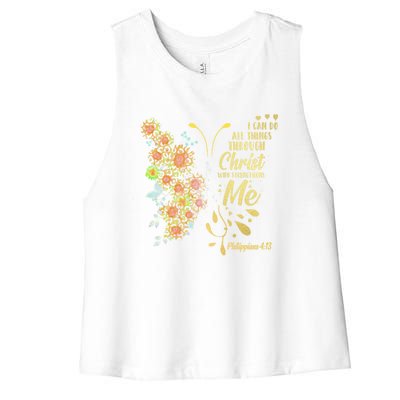 I Cancute Giftdo All Things Through Jesus Who Strengthens Me Cool Gift Women's Racerback Cropped Tank