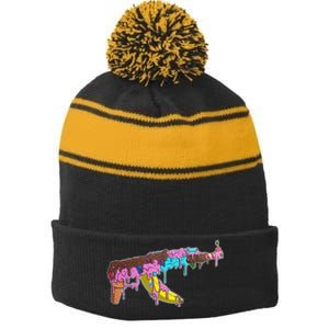 Ice Cream Gun AK47 Stripe Pom Pom Beanie