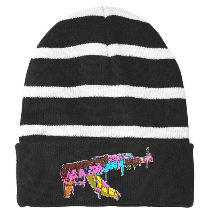 Ice Cream Gun AK47 Striped Beanie with Solid Band