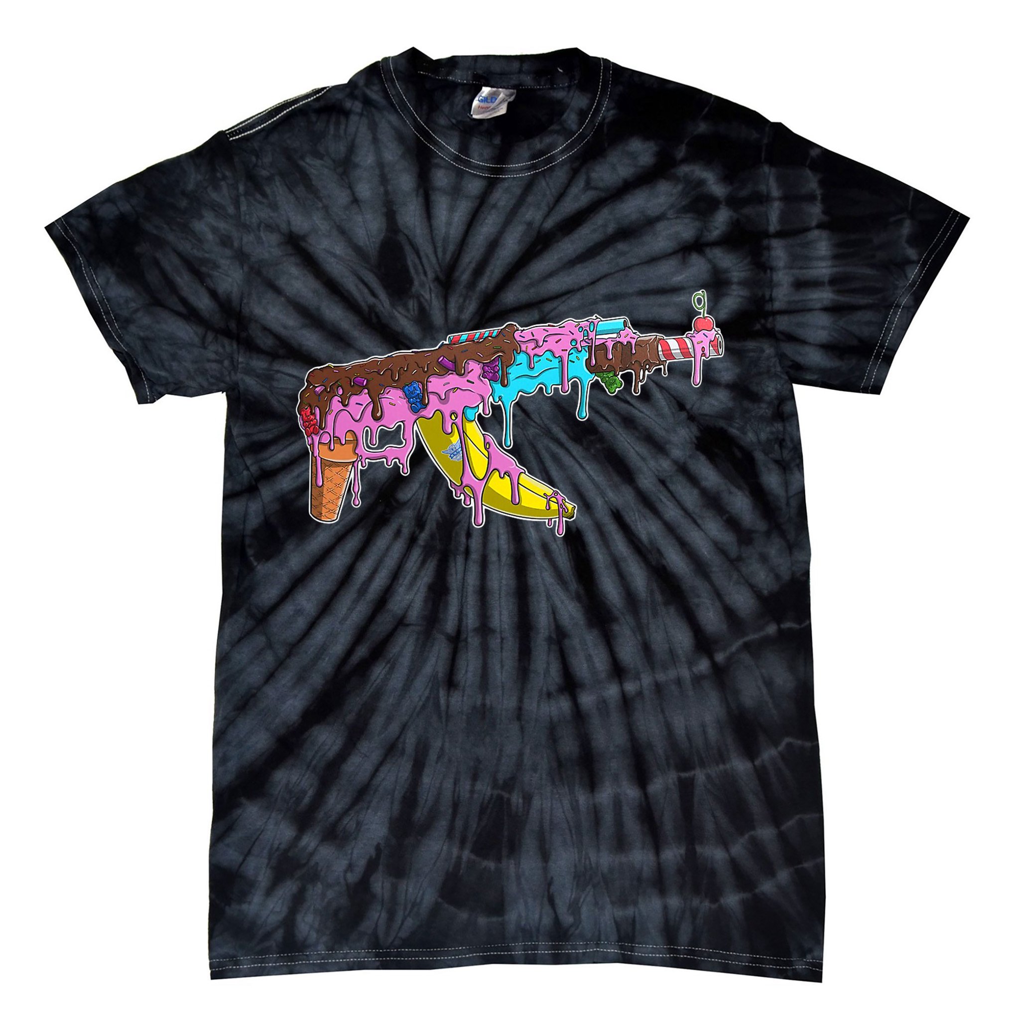 Ice Cream Gun AK47 Tie-Dye T-Shirt