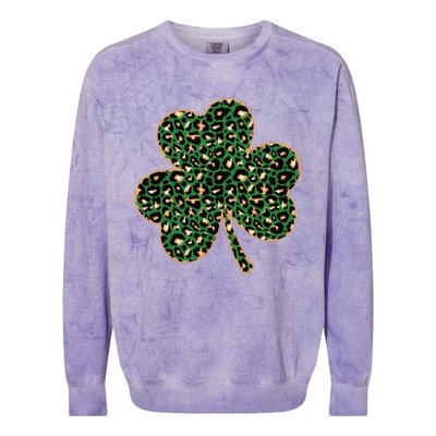 Irish Clover Green Gold Leopard Print Colorblast Crewneck Sweatshirt