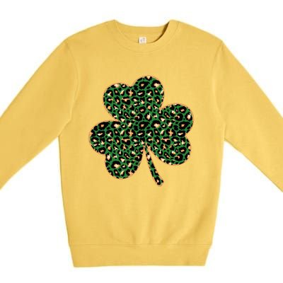 Irish Clover Green Gold Leopard Print Premium Crewneck Sweatshirt