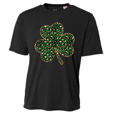 Irish Clover Green Gold Leopard Print Cooling Performance Crew T-Shirt