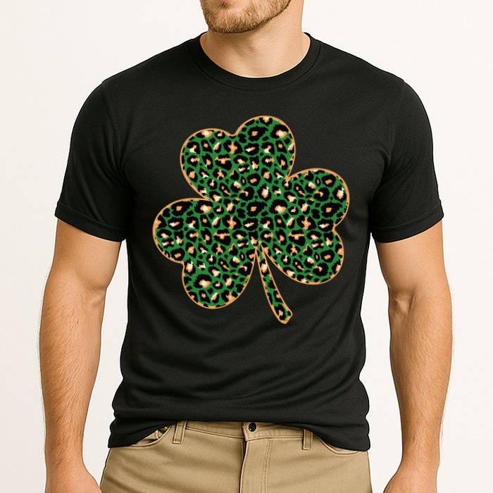 Irish Clover Green Gold Leopard Print Performance Shirt