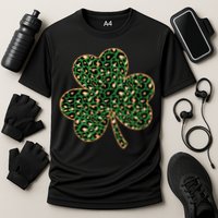 Irish Clover Green Gold Leopard Print Performance Shirt