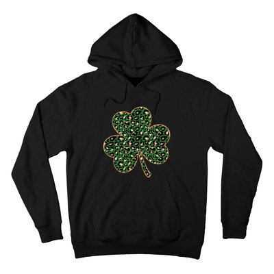 Irish Clover Green Gold Leopard Print Hoodie