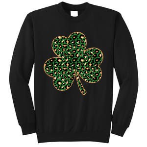 Irish Clover Green Gold Leopard Print Sweatshirt