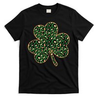 Irish Clover Green Gold Leopard Print T-Shirt
