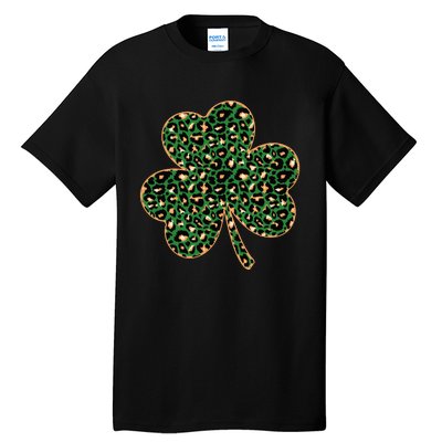 Irish Clover Green Gold Leopard Print Tall T-Shirt