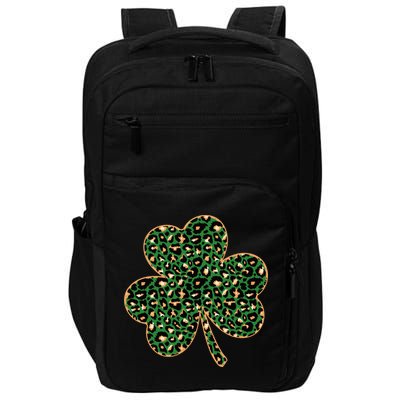Irish Clover Green Gold Leopard Print Impact Tech Backpack