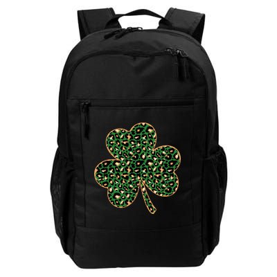 Irish Clover Green Gold Leopard Print Backpack