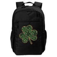 Irish Clover Green Gold Leopard Print Backpack