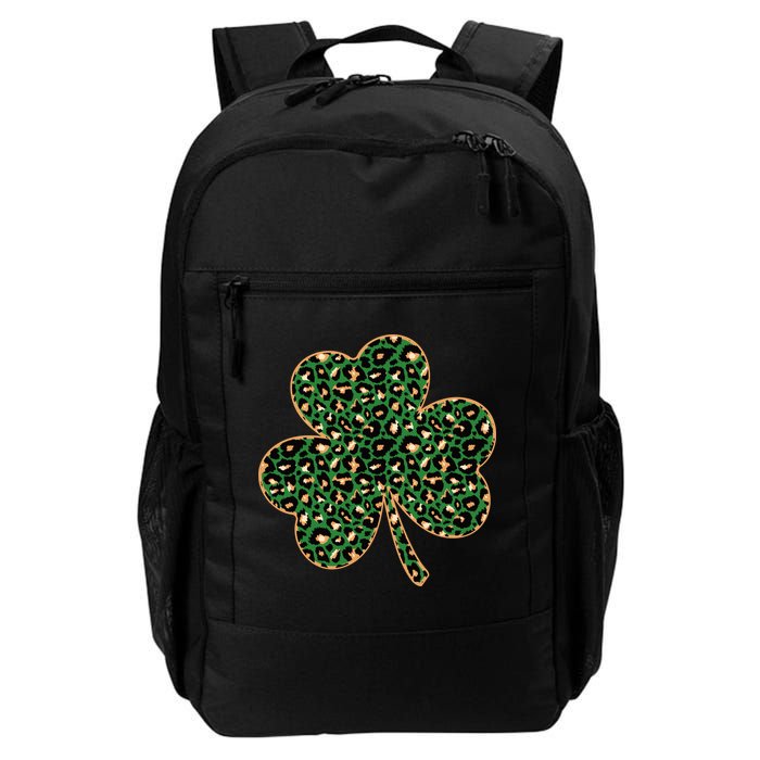 Irish Clover Green Gold Leopard Print Backpack
