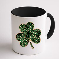 Irish Clover Green Gold Leopard Print Mug