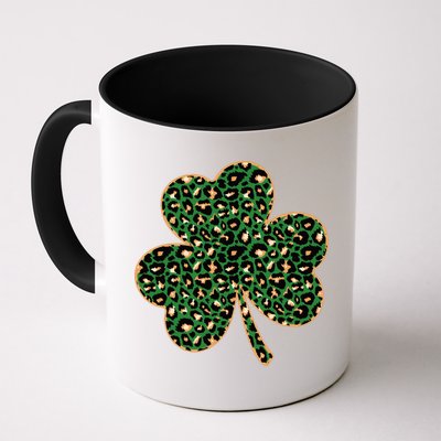 Irish Clover Green Gold Leopard Print Mug