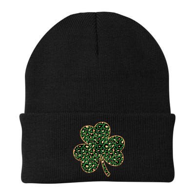 Irish Clover Green Gold Leopard Print Beanie