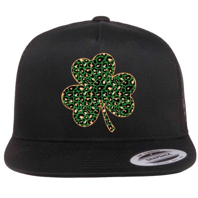 Irish Clover Green Gold Leopard Print Flatbill Hat