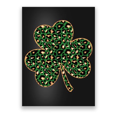 Irish Clover Green Gold Leopard Print Poster