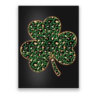 Irish Clover Green Gold Leopard Print Poster