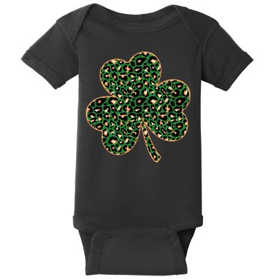 Irish Clover Green Gold Leopard Print Baby Bodysuit
