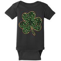 Irish Clover Green Gold Leopard Print Baby Bodysuit