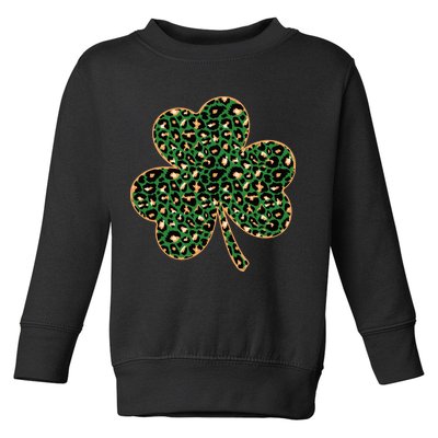 Irish Clover Green Gold Leopard Print Toddler Sweatshirt