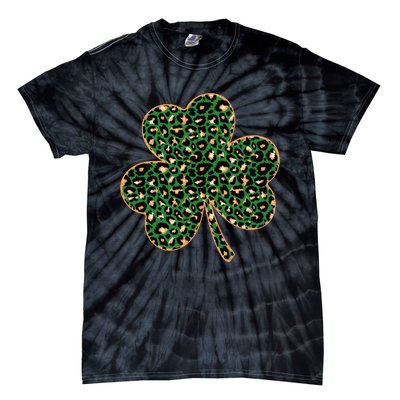 Irish Clover Green Gold Leopard Print Tie-Dye T-Shirt