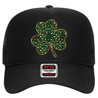 Irish Clover Green Gold Leopard Print Trucker Hat