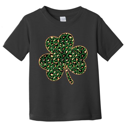 Irish Clover Green Gold Leopard Print Toddler T-Shirt