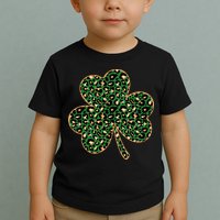 Irish Clover Green Gold Leopard Print Toddler T-Shirt