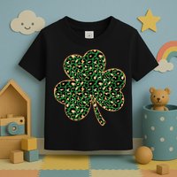 Irish Clover Green Gold Leopard Print Toddler T-Shirt