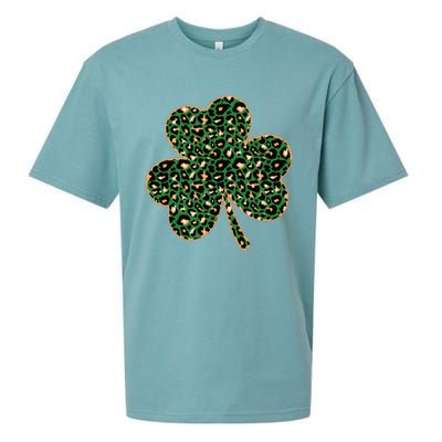 Irish Clover Green Gold Leopard Print Sueded Cloud Jersey T-Shirt