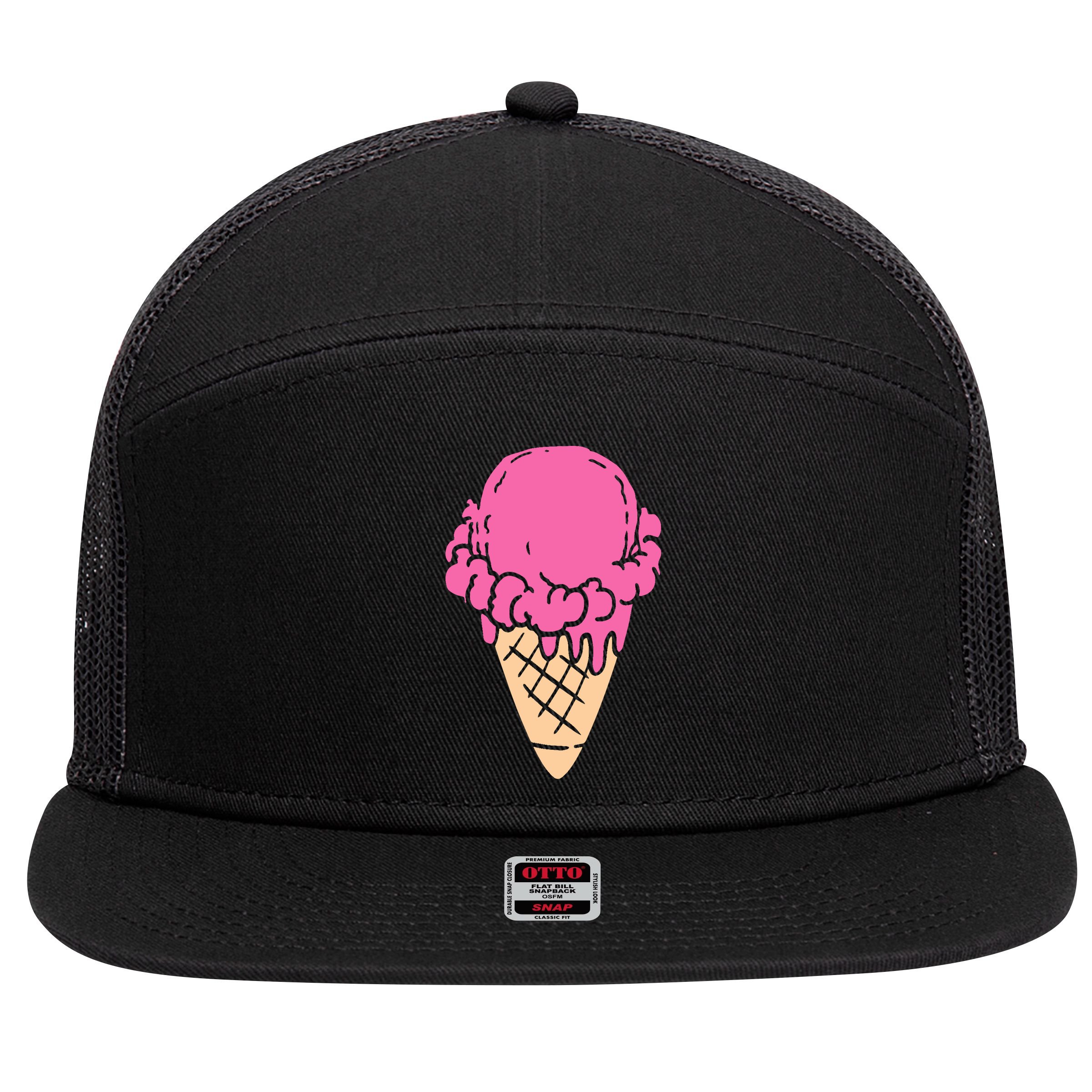 Ice Cream Gift 7 Panel Mesh Trucker Snapback Hat
