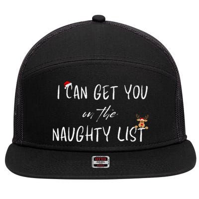 I Can Get You On The Naughty List Funny Christmas Apparell 7 Panel Mesh Trucker Snapback Hat