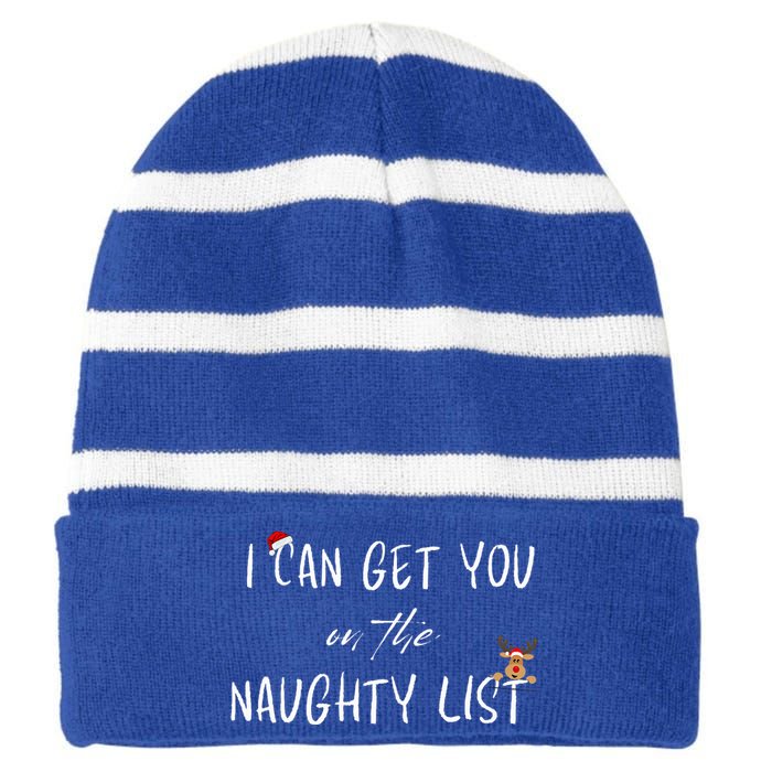 I Can Get You On The Naughty List Funny Christmas Apparell Striped Beanie with Solid Band