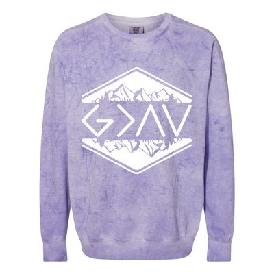 Inspirational Christian God Is Greater Than The High And Lows Camping Colorblast Crewneck Sweatshirt