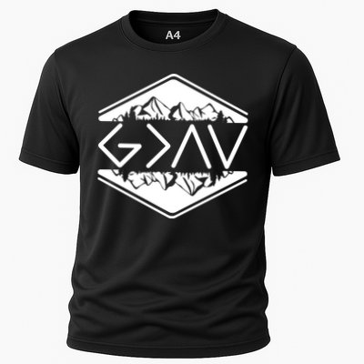 Inspirational Christian God Is Greater Than The High And Lows Camping Performance Shirt