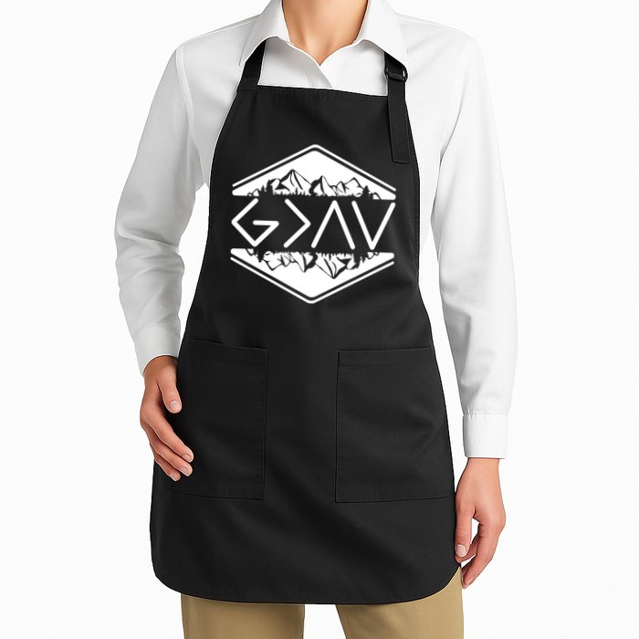 Inspirational Christian God Is Greater Than The High And Lows Camping Full-Length Apron With Pockets