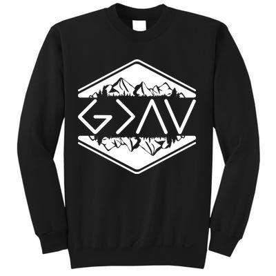 Inspirational Christian God Is Greater Than The High And Lows Camping Sweatshirt
