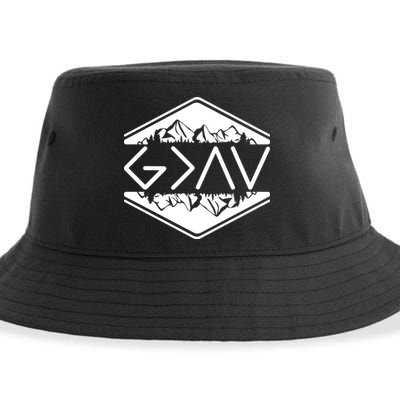 Inspirational Christian God Is Greater Than The High And Lows Camping Sustainable Bucket Hat