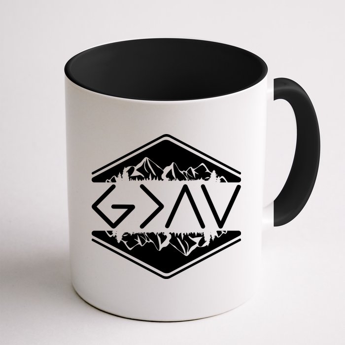 Inspirational Christian God Is Greater Than The High And Lows Camping Mug