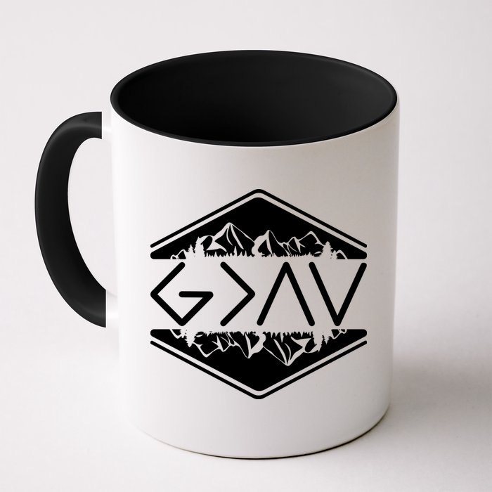 Inspirational Christian God Is Greater Than The High And Lows Camping Mug