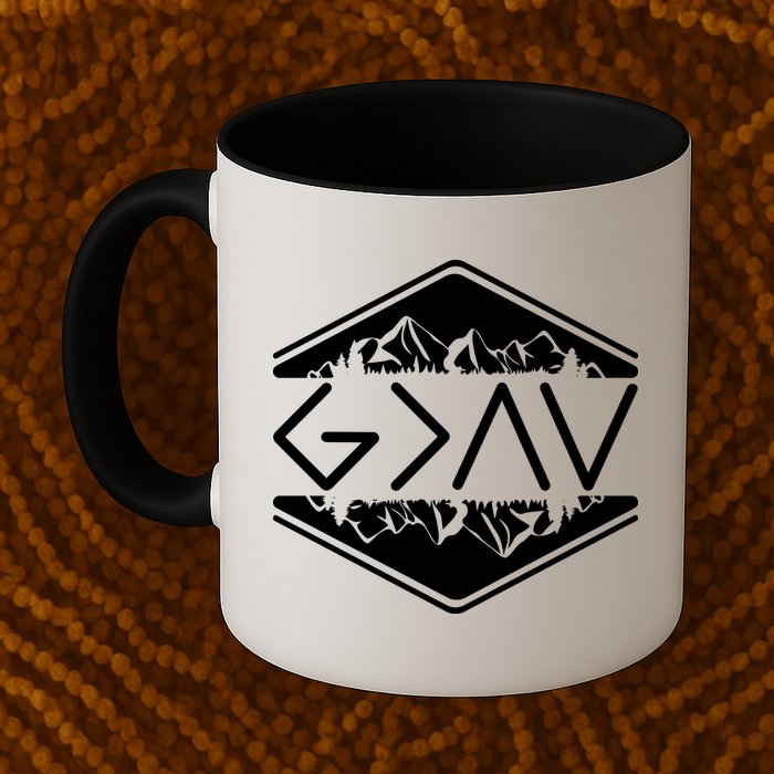 Inspirational Christian God Is Greater Than The High And Lows Camping Mug
