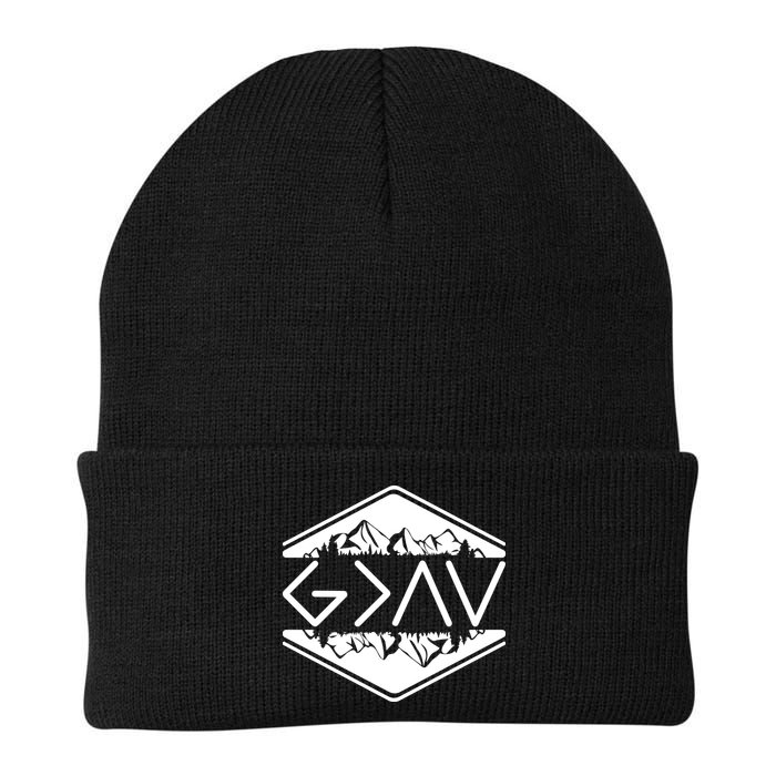 Inspirational Christian God Is Greater Than The High And Lows Camping Beanie