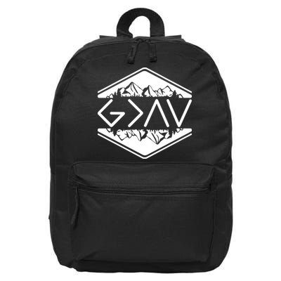 Inspirational Christian God Is Greater Than The High And Lows Camping 16 in Basic Backpack