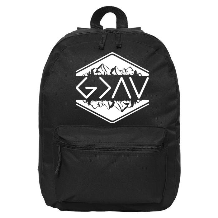 Inspirational Christian God Is Greater Than The High And Lows Camping 16 in Basic Backpack
